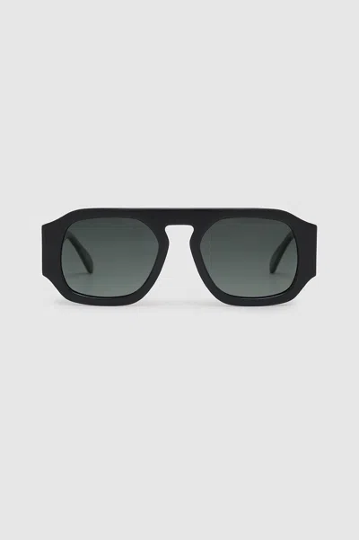 Anine Bing Preston Sunglasses - Black With Green One