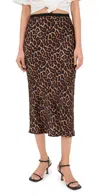 Anine Bing Printed Bar Silk Skirt Black And Brown Leopard In Brown