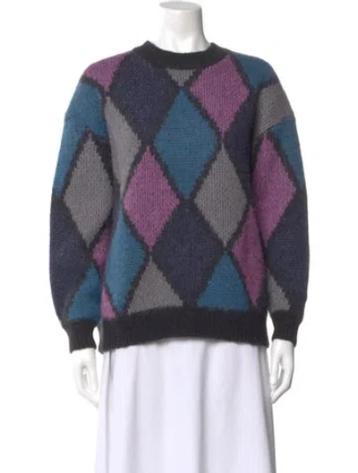 Pre-owned Anine Bing Printed Crew Neck Sweater In Black
