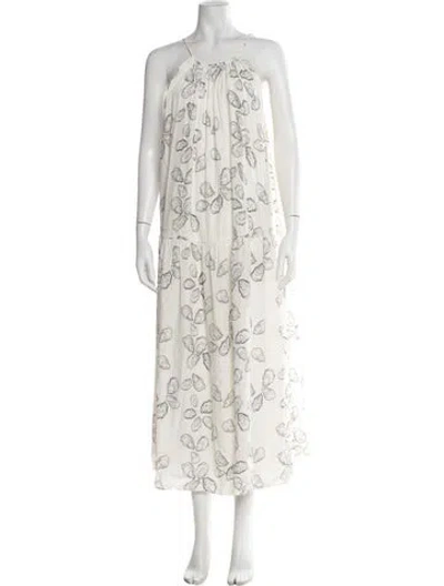 Pre-owned Anine Bing Printed Long Dress In White