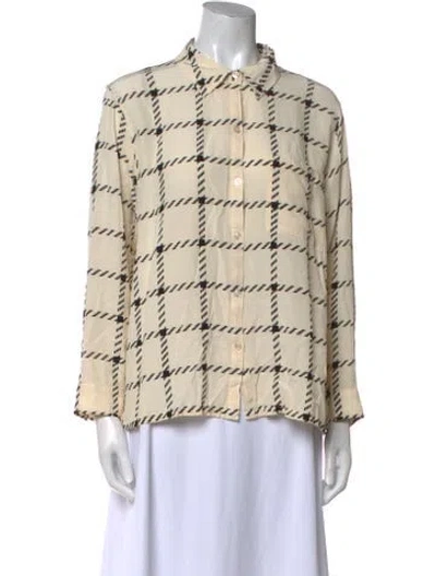 Pre-owned Anine Bing Printed Long Sleeve Button-up Top In Neutral