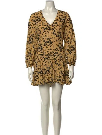 Pre-owned Anine Bing Printed Mini Dress In Black