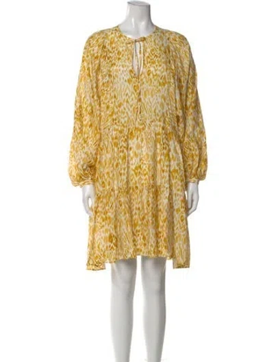 Pre-owned Anine Bing Printed Mini Dress In Yellow