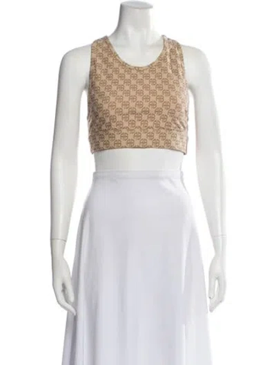 Pre-owned Anine Bing Printed Scoop Neck Crop Top W/ Tags In Black