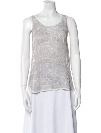 Pre-owned Anine Bing Printed Scoop Neck Top In Gray