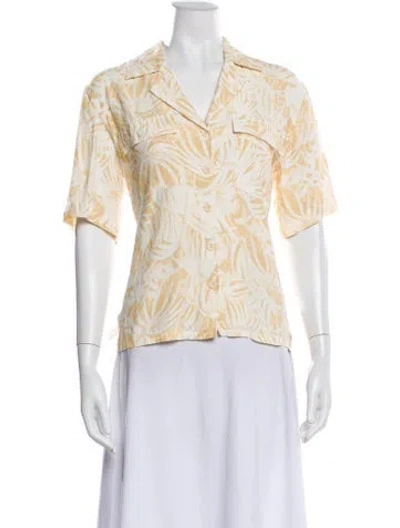 Pre-owned Anine Bing Printed Short Sleeve Button-up Top In Neutral