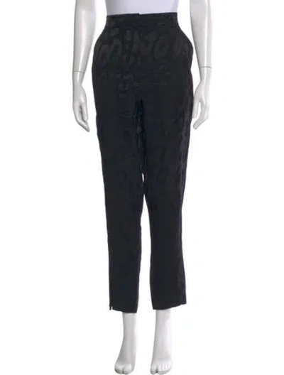 Pre-owned Anine Bing Printed Straight Leg Pants In Black