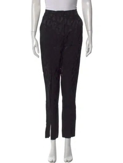 Pre-owned Anine Bing Printed Straight Leg Pants In Black