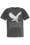 Anine Bing Lili Retro Eagle Cotton Jersey T-shirt In Washed Black