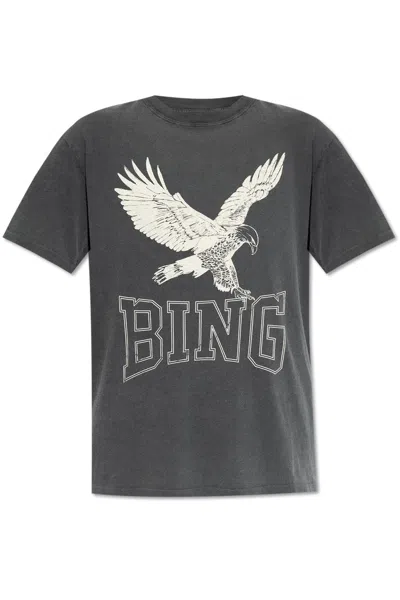Anine Bing Printed T-shirt In Washed Black