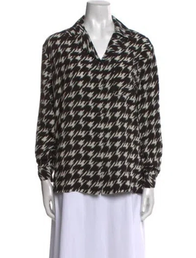 Pre-owned Anine Bing Printed Three-quarter Sleeve Blouse In Black