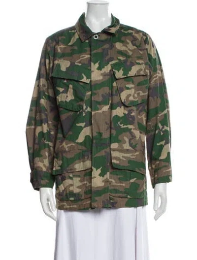Pre-owned Anine Bing Printed Utility Jacket In Green