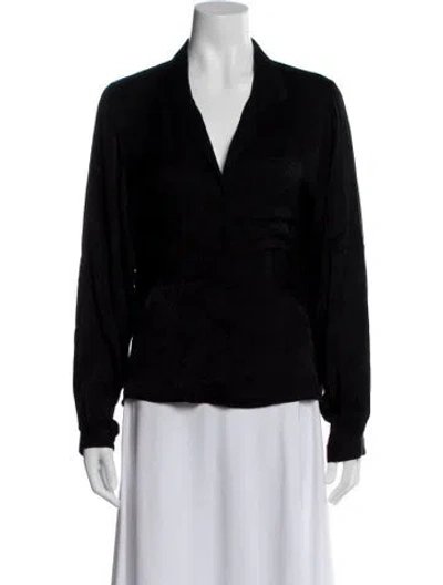 Pre-owned Anine Bing Printed V-neck Blouse In Black