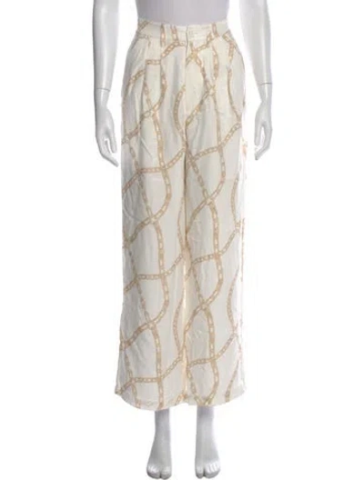 Pre-owned Anine Bing Printed Wide Leg Pants In Neutral