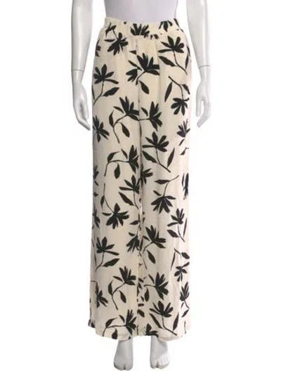 Pre-owned Anine Bing Printed Wide Leg Pants In White