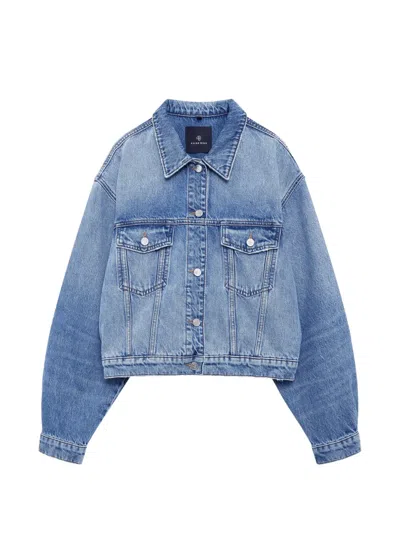 Anine Bing Quincy Buttoned Denim Jacket In Blue