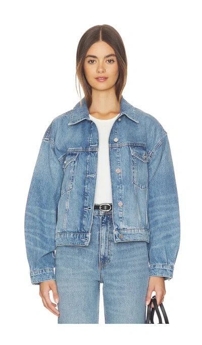 Anine Bing Quincy Panelled Denim Jacket In Blue