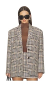 Anine Bing Quinn Check-pattern Single-breasted Blazer In Multi
