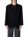 Anine Bing Quinn Oversized Black Wool Cashmere Blazer In Black