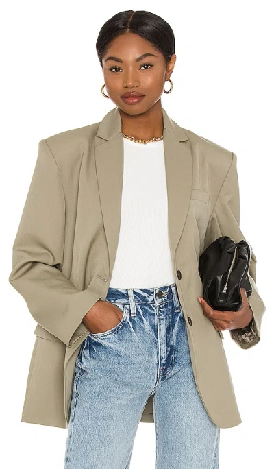 Anine Bing Quinn Blazer In Green Khaki