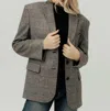 Anine Bing Quinn Blazer In Black & Grey Plaid In Multi