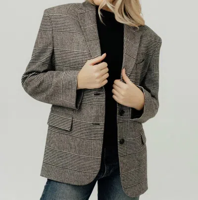 Anine Bing Quinn Blazer In Black & Grey Plaid In Multi