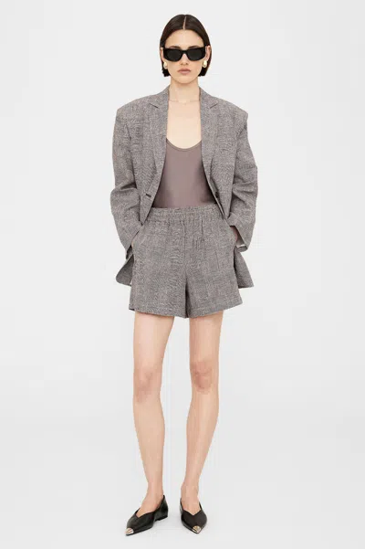 Anine Bing Quinn Blazer In Brown Plaid