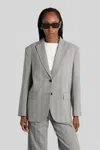 Anine Bing Quinn Blazer In Grey Polyester In Multi