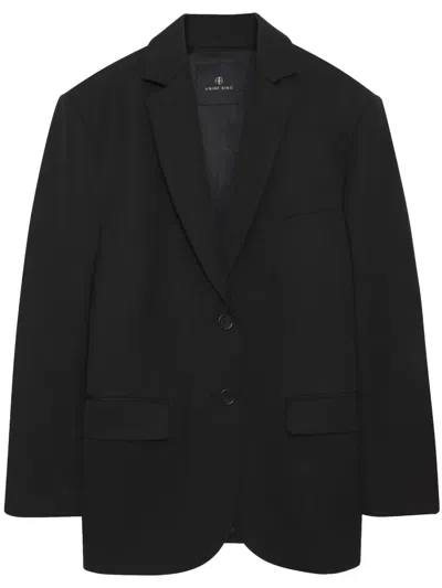 Anine Bing Buttoned Blazer In Black