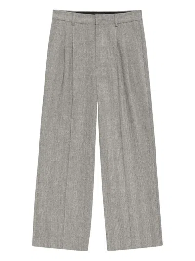 Anine Bing Pleated Trousers In Gray