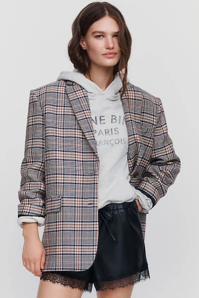 Anine Bing Quinn Blazer Jacket In Beige