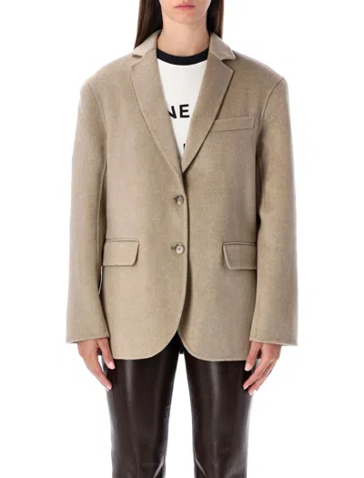 Anine Bing Quinn Oversized Wool Cashmere Blazer In Brown