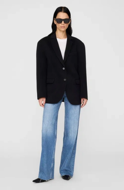 Anine Bing Quinn Cashmere Blend Blazer In Black
