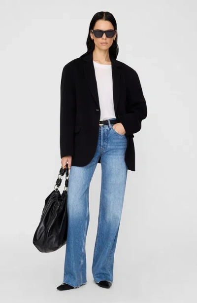 Anine Bing Quinn Wool And Cashmere-blend Jacket In Black