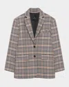 Anine Bing Quinn Check-pattern Single-breasted Blazer In Multi