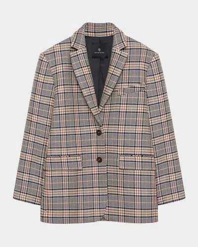 ANINE BING QUINN CHECK SINGLE-BREASTED BLAZER