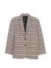 Anine Bing Quinn Check-pattern Single-breasted Blazer In Multi