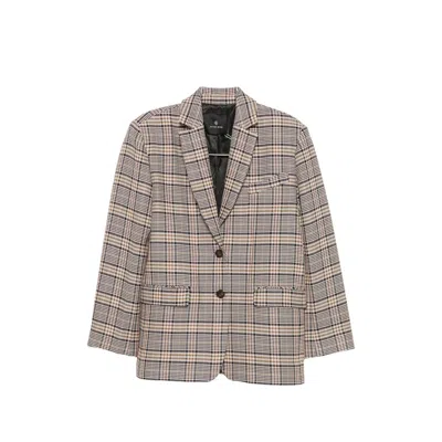 ANINE BING QUINN CHECK-PATTERN SINGLE-BREASTED BLAZER