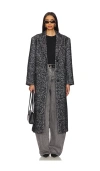 Anine Bing Quinn Wool Blend Herringbone Tweed Coat In Black & White
