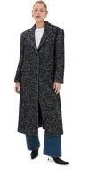 Anine Bing Quinn Wool Blend Herringbone Tweed Coat In Black/white