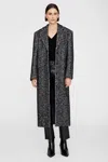 Anine Bing Quinn Wool Blend Herringbone Tweed Coat In Oat