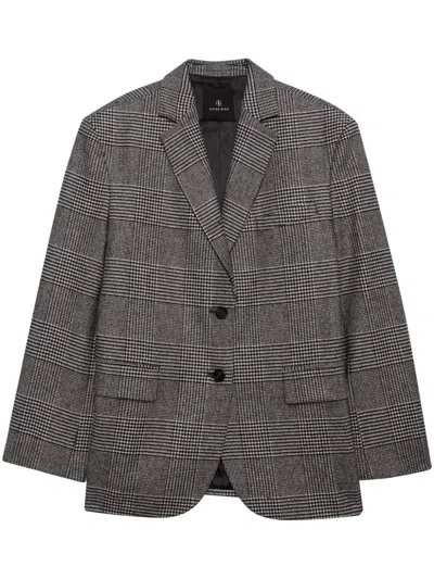 Anine Bing Quinn Plaid Blazer In Multi Grigio