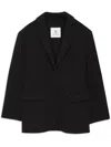 Anine Bing Quinn Single-breasted Wool Blazer In Black