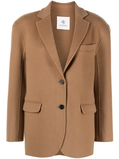 Anine Bing Oversized Wool-cashmere Blend Blazer In Brown