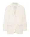 Anine Bing Oversized Wool-cashmere Blazer With Notched Collar In White