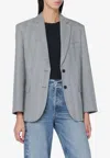 Anine Bing Quinn Herringbone Blazer Front Pockets In Black