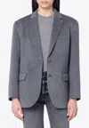 Anine Bing Quinn Single-breasted Wool-blend Blazer In Gray