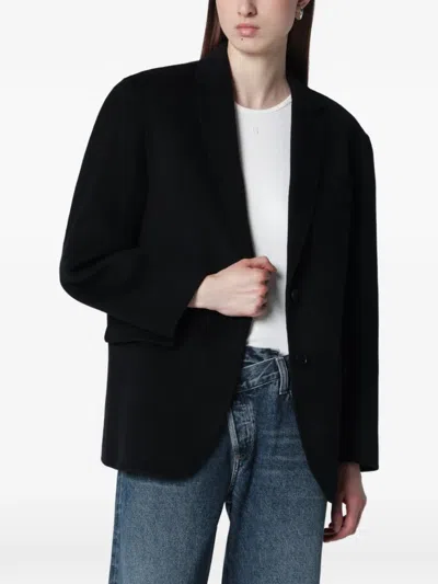Anine Bing Single Breasted Jacket Notch Lapel Pockets In Black