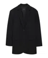 Anine Bing Quinn Single-breasted Wool Blazer In Black