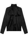 Anine Bing Rachel Pussy-bow Satin-jacquard Blouse In Black